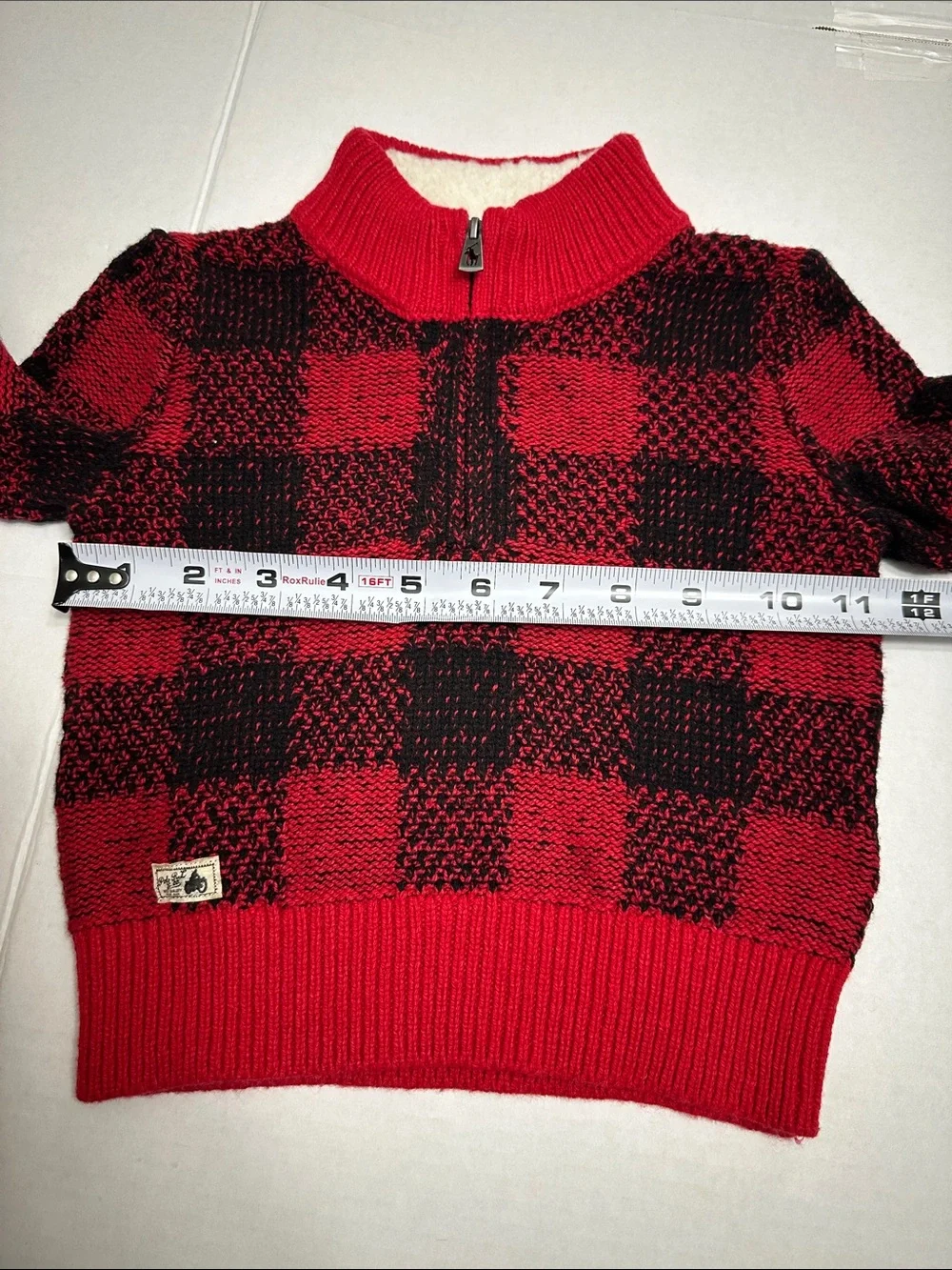 Ralph Lauren Pullover Sweater Baby 18 months Red Buffalo Plaid Wool Blend Xmas